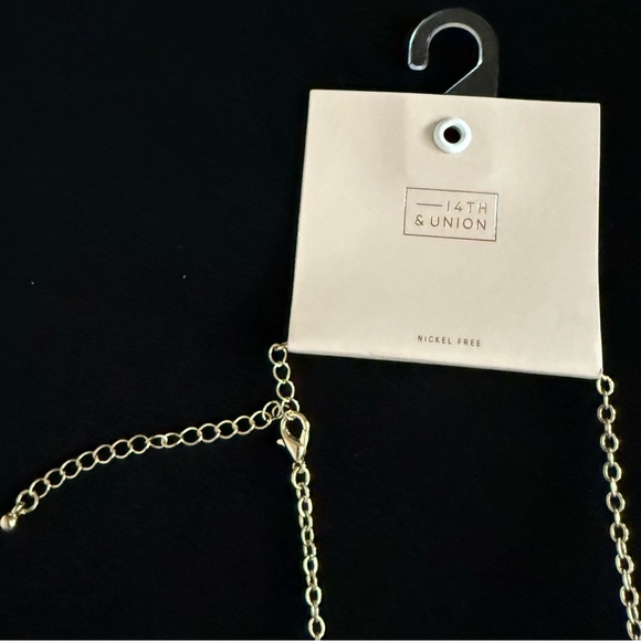 14th & Union Elegant Gold tone and White Teardrop Necklace - Picture 3 of 4